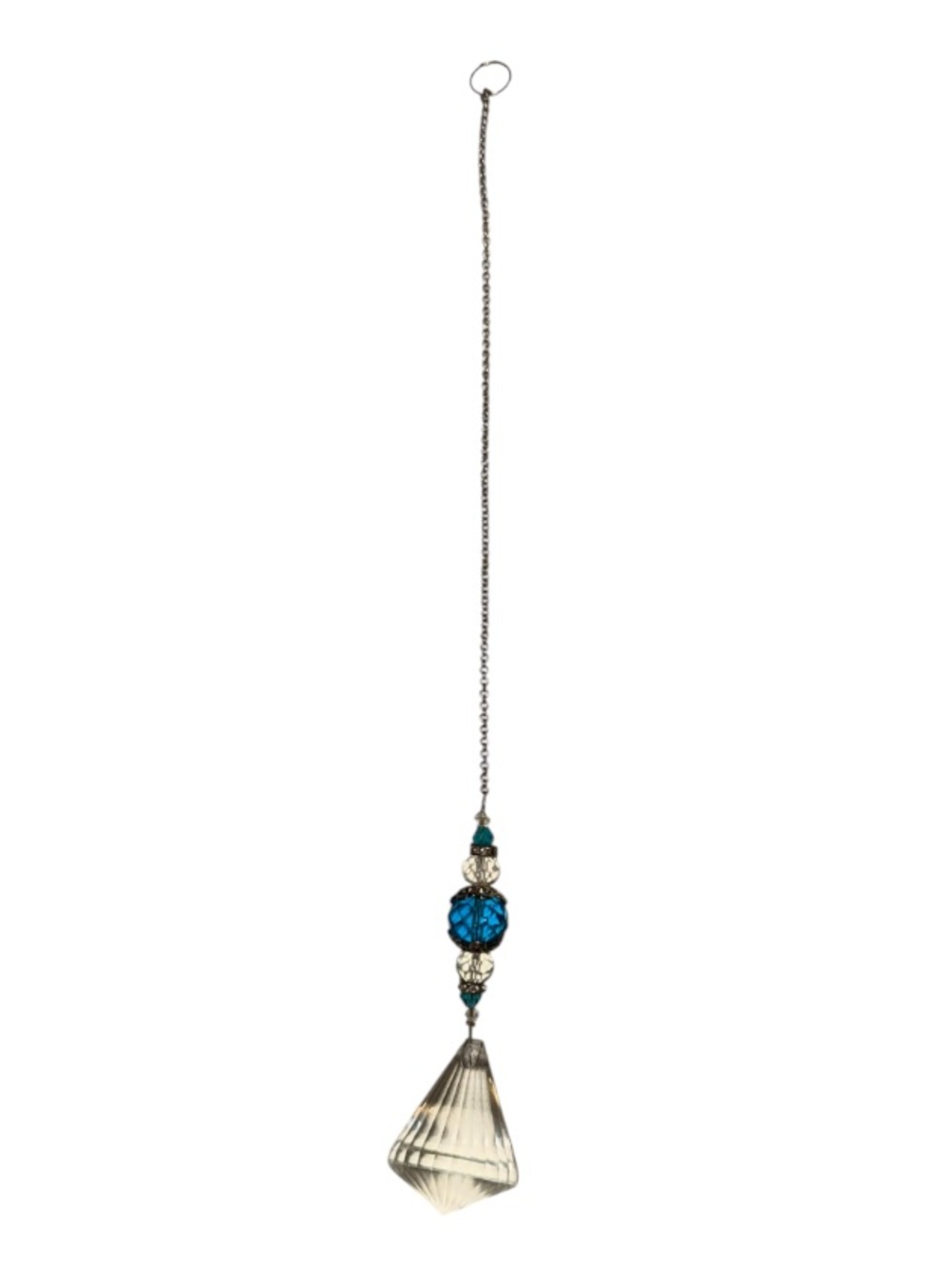 Crystal and Blue Glass Suncatcher Pendant Accent